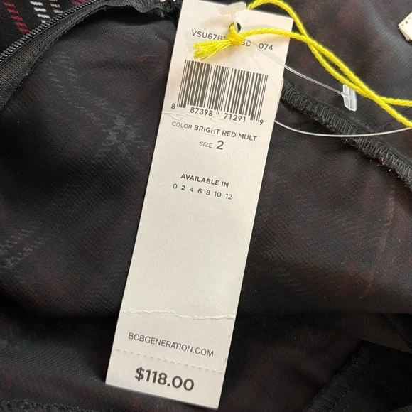 Women’s BCBG Black And Red Plaid Slip Dress Size 2 NWT - Picture 9 of 10